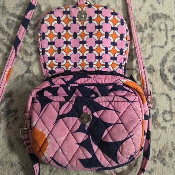 Vera Bradley Crossbody Little Hip Bag He Loves Me Pink  Print Quilted Mini Bag - Picture 4 of 8